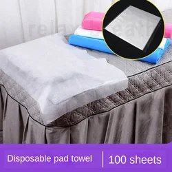 Sábanas desechables para salón de belleza, almohada de masaje no tejida, gruesa, toalla individual, almohadilla para spa, hoteles, 100 piezas