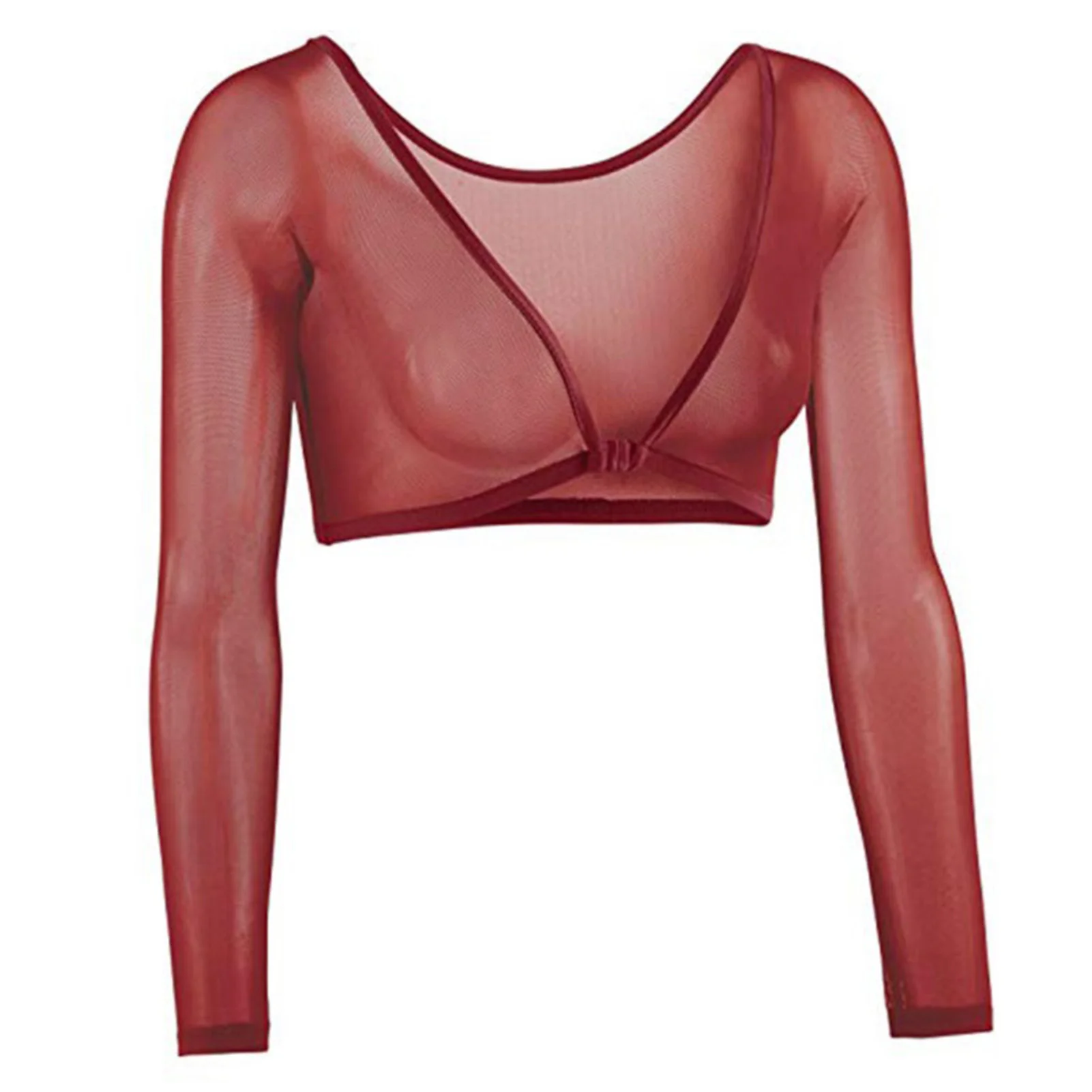 Women's Mesh T-Shirt Polyester Long-Sleeved Bottoming Underwear Top for Outdoor Traveling Clothes