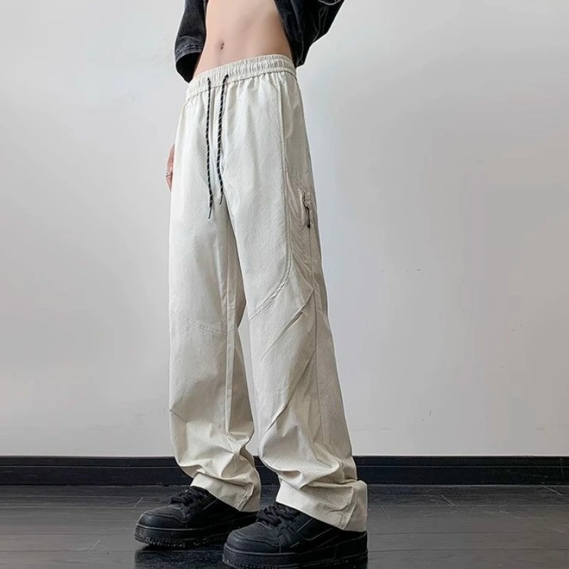 

Summer Mesh Breathable Loose Trousers Man Street Luxury Slacks Harajuku Y2k Vintage Fashion Casual Straight Cargo Pants for Men