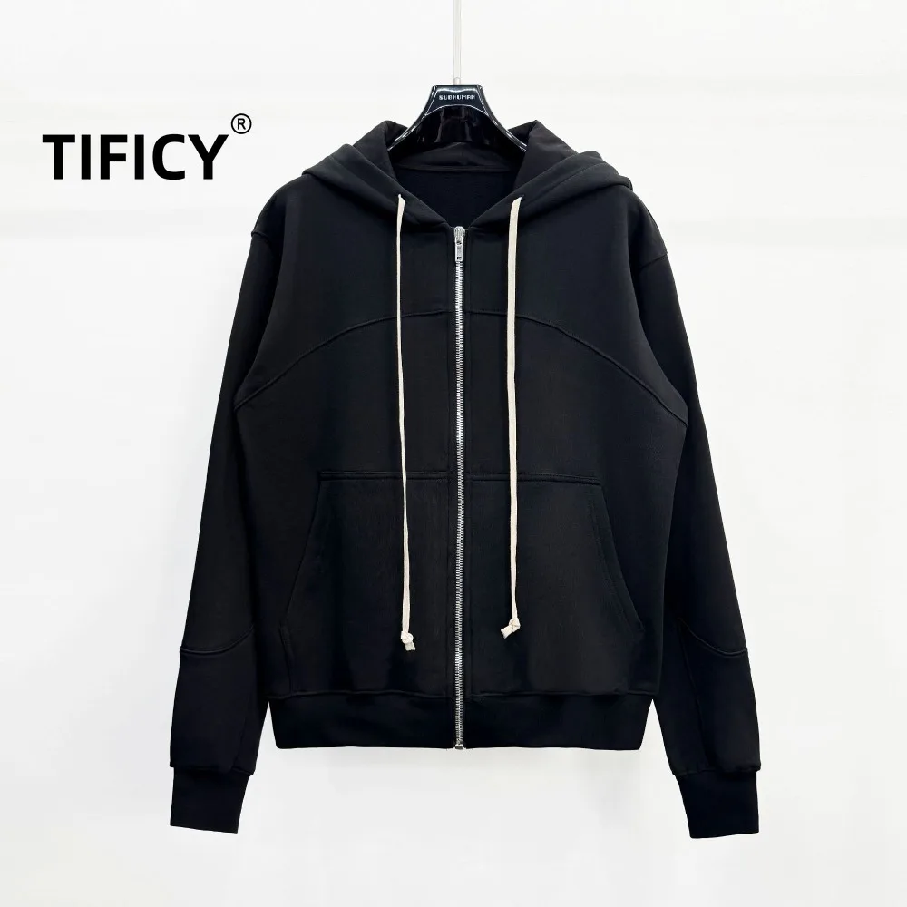 High Street Hooded Sweatshirts RO Men's Autumn New Daily Simple Casual Zipper Cardigan Long Sleeved Hoodies Sweatshirts Coats