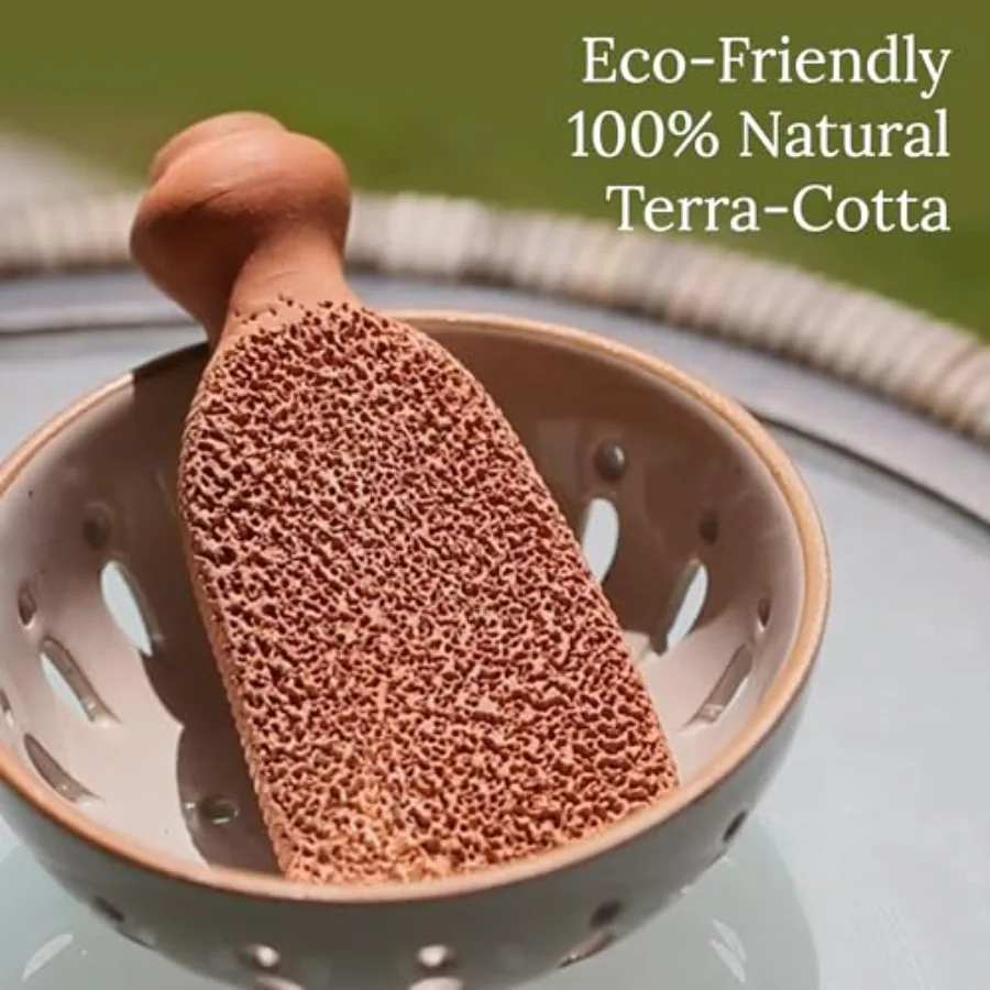 Bimsstein für Füße hält 5+ Jahre. Fußpeeling-Schrubber, Hornhautentferner, hergestellt aus natürlichem TerraCotta