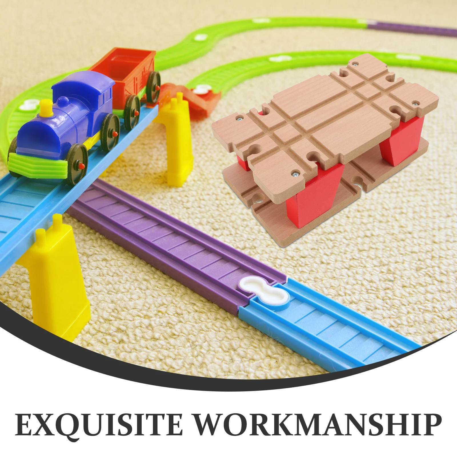 مسار القطار الخشبي 100 قطعة مجموعة السكك الحديدية لعبة البناء التعليمية السكك الحديدية المغناطيسية التفاعلية للأطفال بنين بنات #6