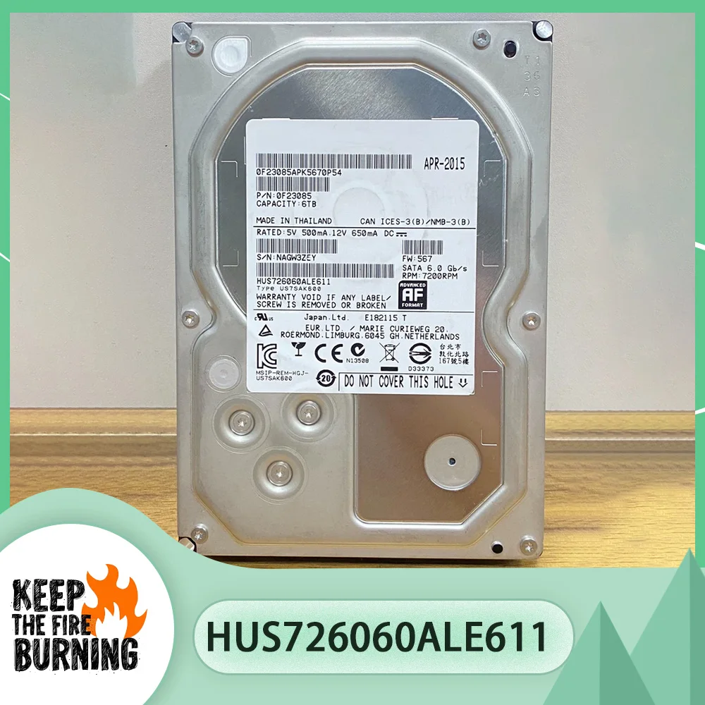 For HGST 6TB 3.5'' SATA 7.2K SATA Hard Drive Enterprise Grade Hard Drive HUS726060ALE611