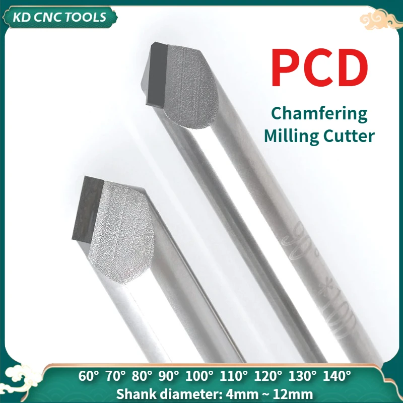 

PCD Chamfer Milling Cutter 60°70°80°90°100°120°-150° Machining Tool New Material CNC Carbide Countersink Engraving Bits Router