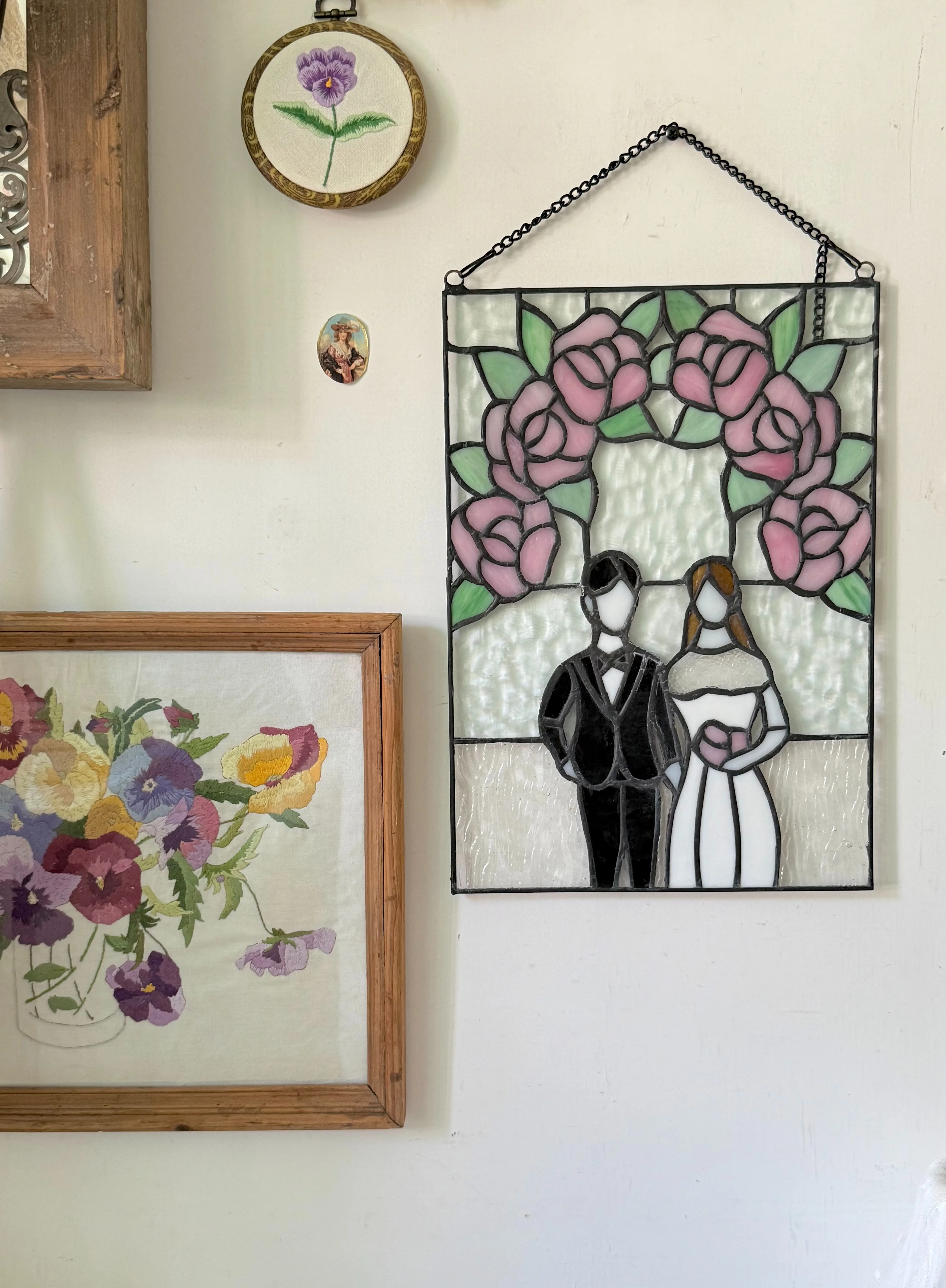 

Винтажное декоративное панно из витражного стекла 35*25 см для стен, дома, балкона