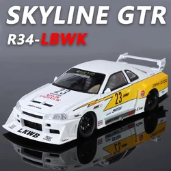 Nissan GTR R34 Skyline S15 vehículo modificado, modelo de coche de aleación, sonido y luz, juguete coleccionable para niños, regalo de cumpleaños, 1:24