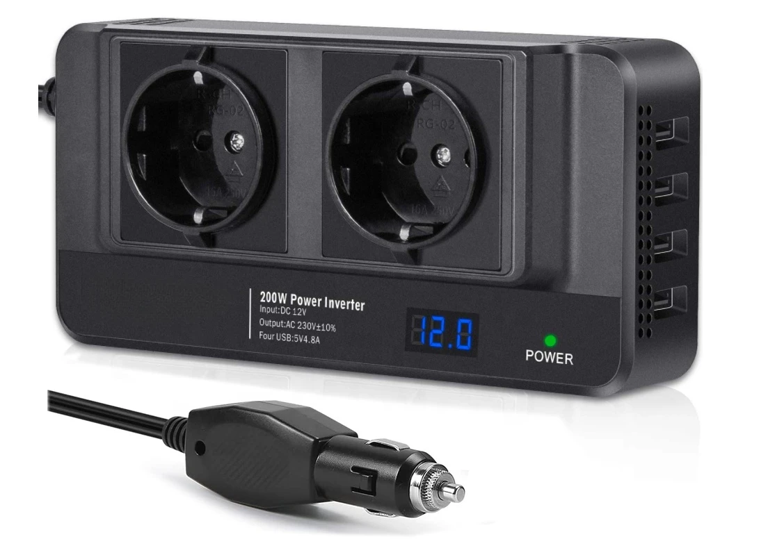 12v to 220v 200 watt with 4 usb ports dc to ac 200w inverter car inverter for south africa