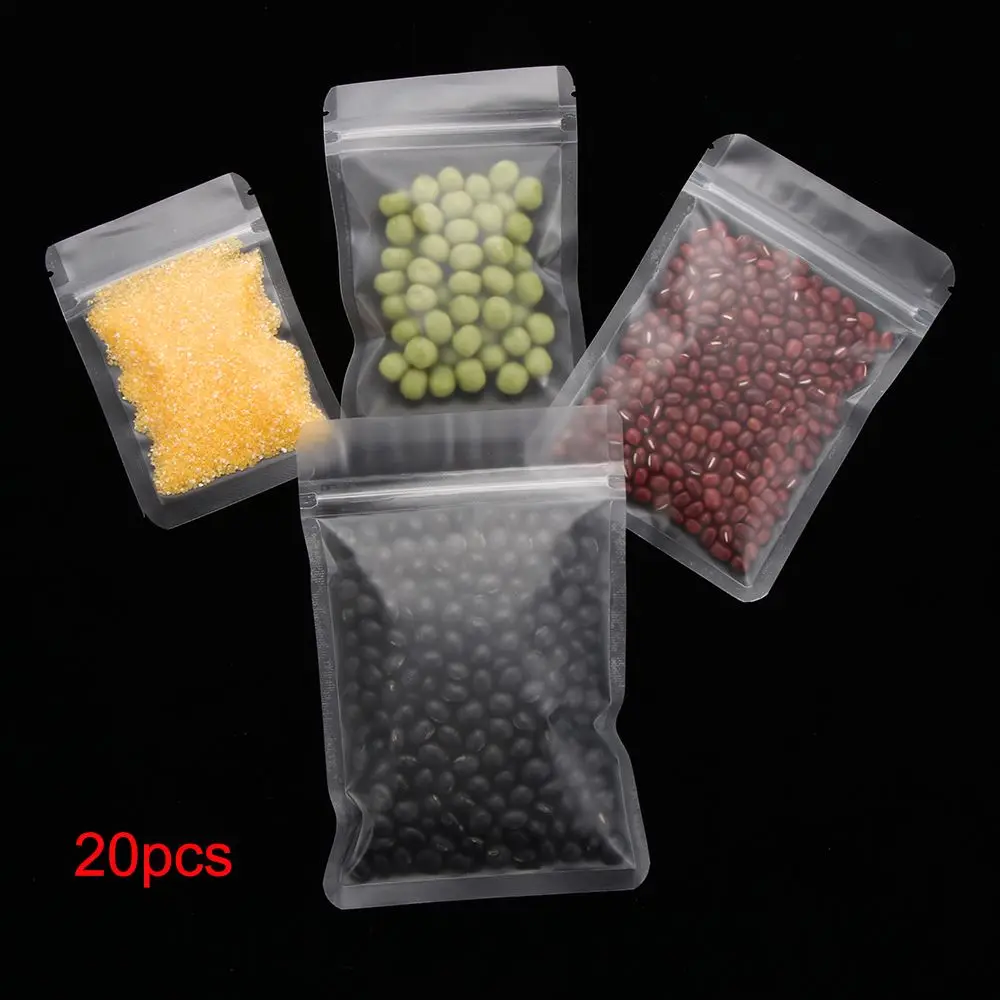 20 Pcs Pack Waterproof Self Seal Transparent Reclosable Pouches Packaging Bag Zipper Storage