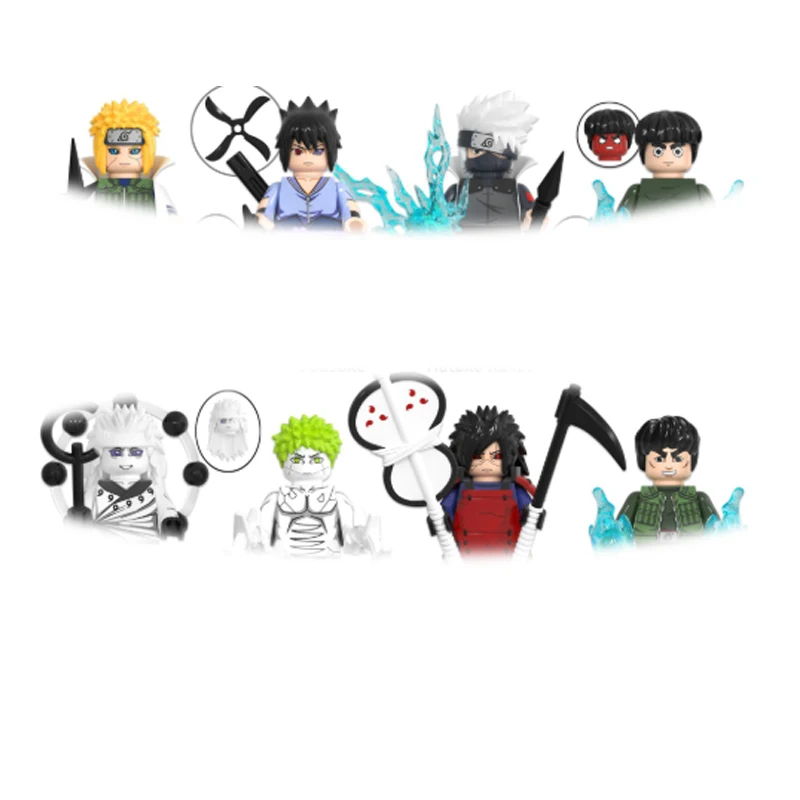 8 unids/set Naruto Ninja figuras de construcción de juguete