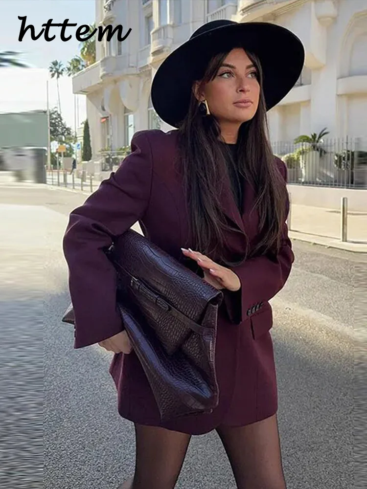

Chic Single Breasted Suits Blazer Women Solid Lapel Full Sleeve Pockets Slim All-match Jacket 2025 Summer Lady High Street Coat