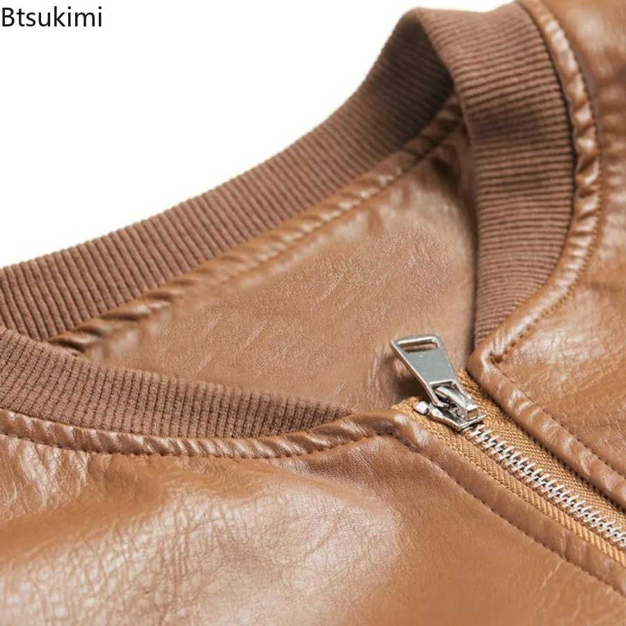 New Fashion Mid-Long Leather Jackets Women's Loose Baseball Uniform Elegant PU Leather Jackets Autumn Winter Windbreaker Coats 6