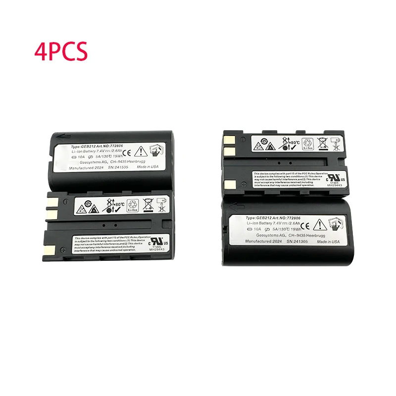 4PCS GEB212 Battery 7.4V 2600mAh For Leica ATX1200 ATX1230 GPS1200 GPS900 GRX1200 Total Stations Rechargeable