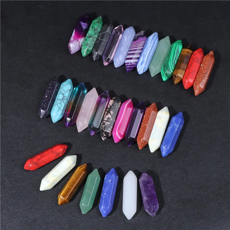 35 Colors Natural Crystal Point Wand Amethysts Chakras Healing Stone Mineral Ornaments Hexagonal Column Statue Home Decor Gifts