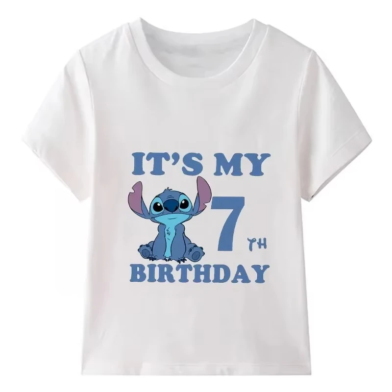 

Lilo Stitch Disney Print It's My 1 2 3 4 5 6 7 8 9 Years Birthday Kids Clothes Boys Girls T Shirt Cute Baby Children T-Shirts