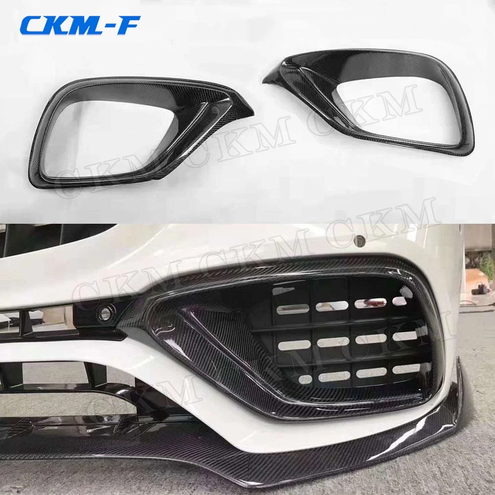 Carbon Fiber Front Bumper Air Vent Outlet Fog Cover Trim for Mercedes Benz E Class W213 E63 AMG 2017 2018 2019 FRP Accessories