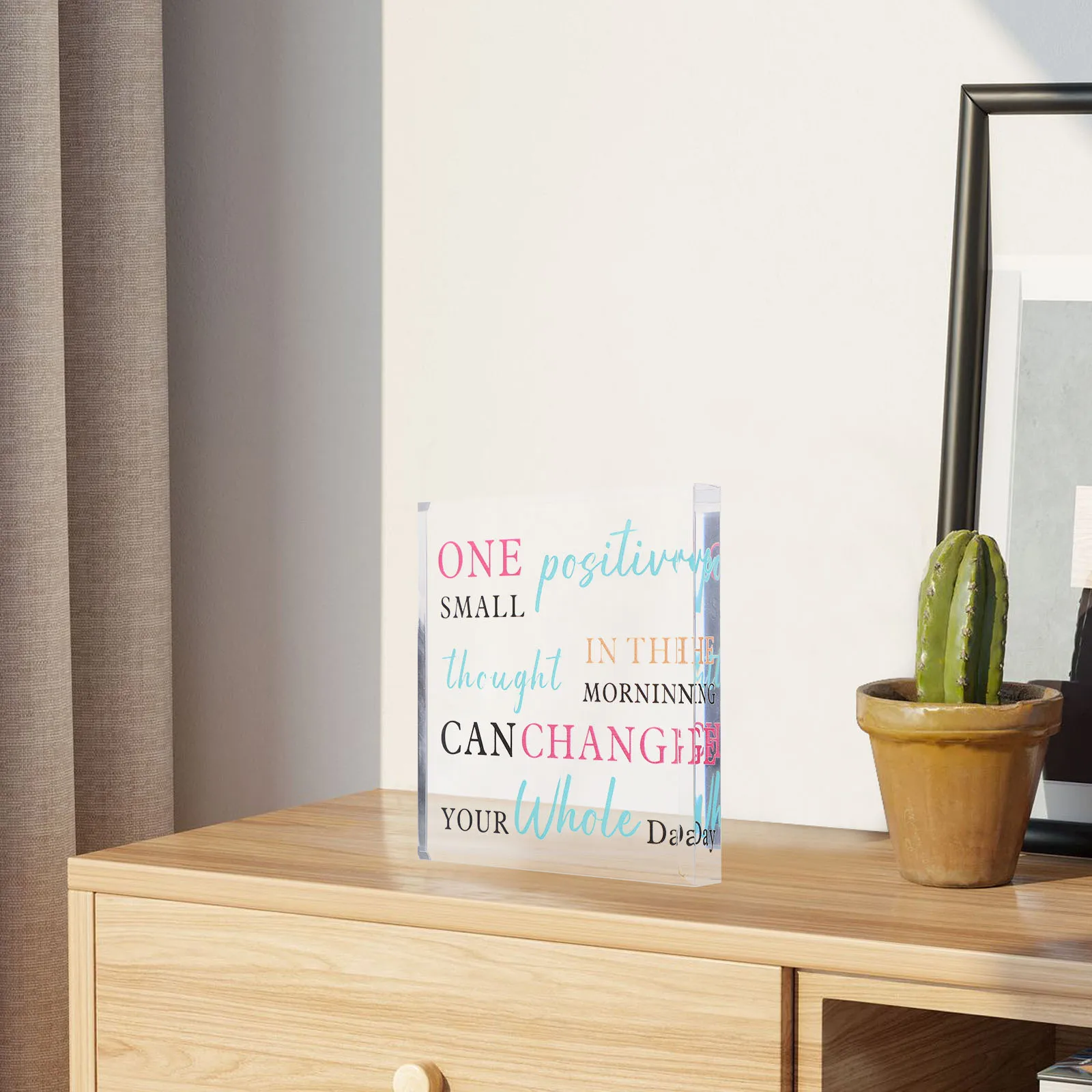 

Inspirational Acrylic Sign 10x10x1 4cm Desk Accessories Positive Quote Placard Office Home Decor Transparent Table