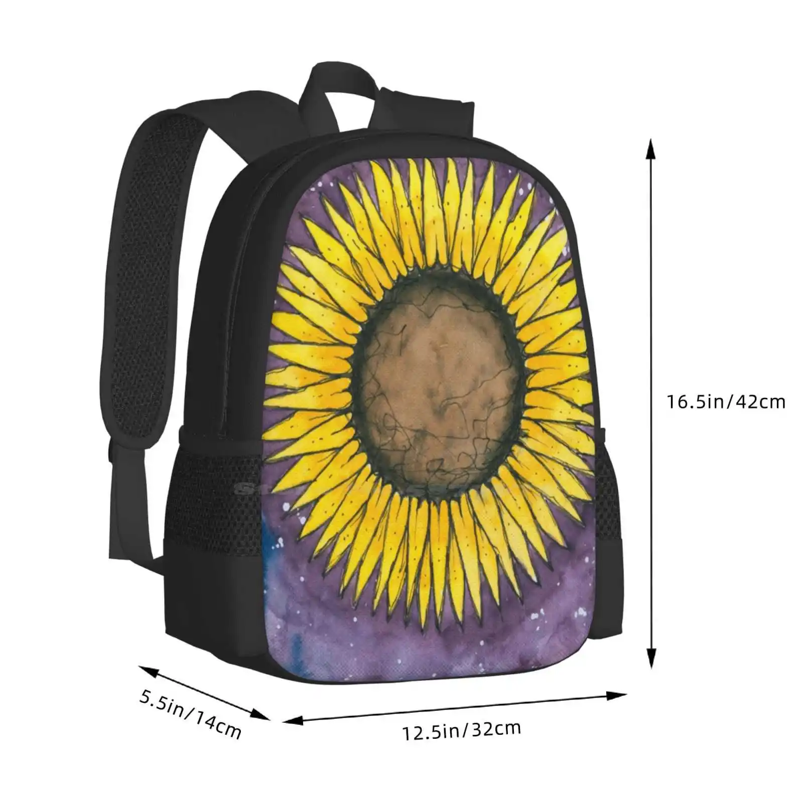 Sunflower Backpack For Student School Laptop Travel Bag Sunflowers Yellow Summer Violet Plants To Grow Garden Nature Natural