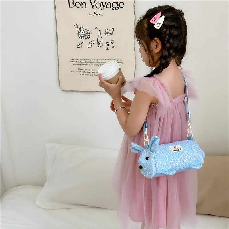 Korean Version Of The Children's Bag Cartoon Cute Bunny Sequins Girls Crossbody Bag Children Out Of The Storage Coin Purse