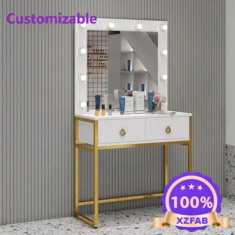 Factory Direct 2026 Dresser with lamp mirror integrated makeup table haircut beauty salon bridal shop makeup table Hot sales
