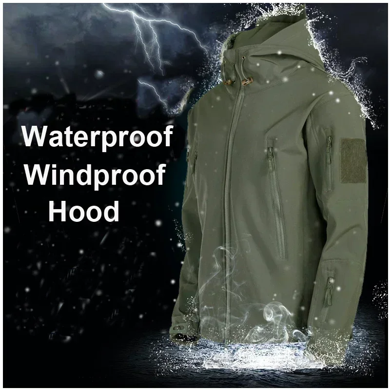 Military Python Camo Tactical Jacket Men Waterproof Windproof Softshell Assault Warm Fleece Lined Winter Combat Jacket Man