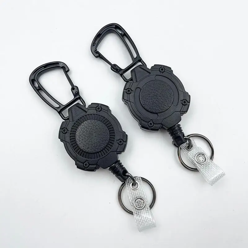 Anti-theft Metal Easy-to-pull Buckle Rope Elastic Keychain Sporty Retractable Key Ring Anti Lost Yoyo Ski Pass ID Card 1pc