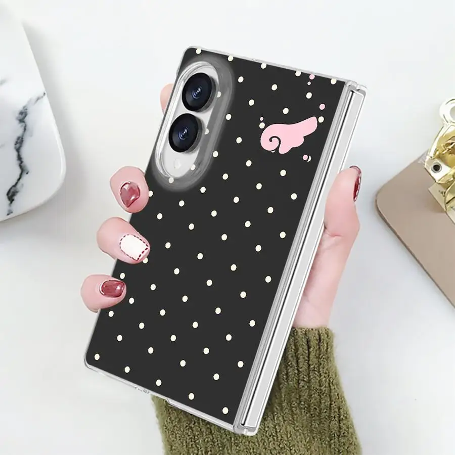 Retro Polka Dots Phone Funda Case for Samsung Galaxy Z Fold 8 ZFold 8 PC Hard Luxury ZFold8
