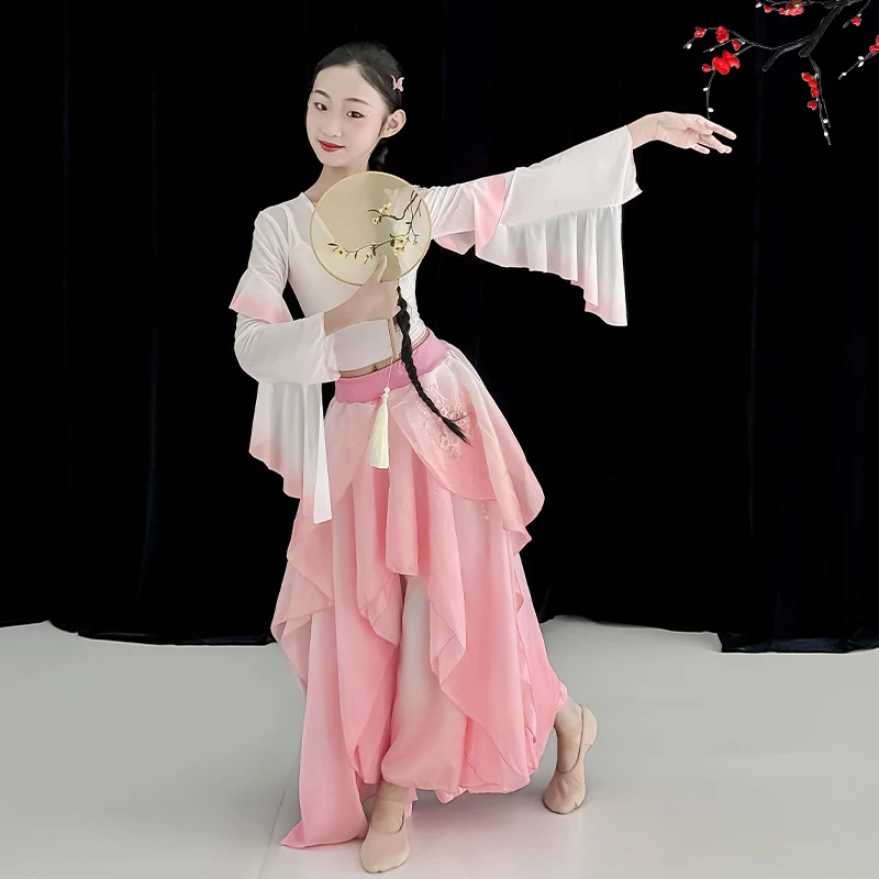 Recién llegado, traje de baile Yangko para niños puesta en escena, Ropa de baile folclórica china para niñas, vestido de baile de abanico nacional
