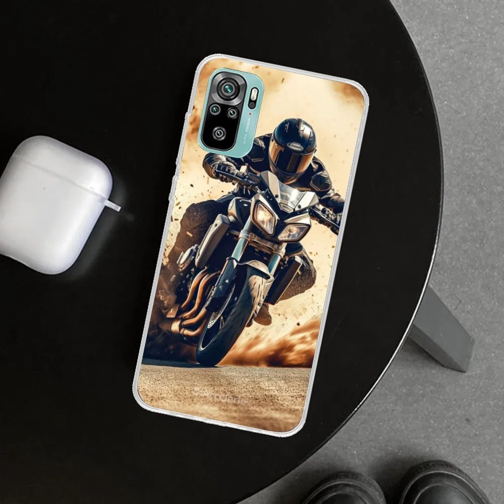 Motorcycle Rider Mobile Cell Phone Case for Xiaomi 13 Lite 12 11T 10 9 Redmi Note 12 11 10 10S Pro 9 9A 8 Clear Cover Funda