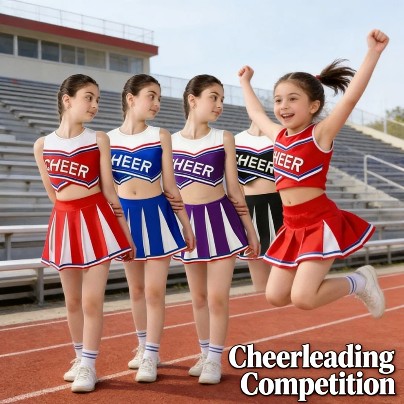 Kids Cheerleader Costume For Girls Sports Performance Outfit Competition Dance Wear