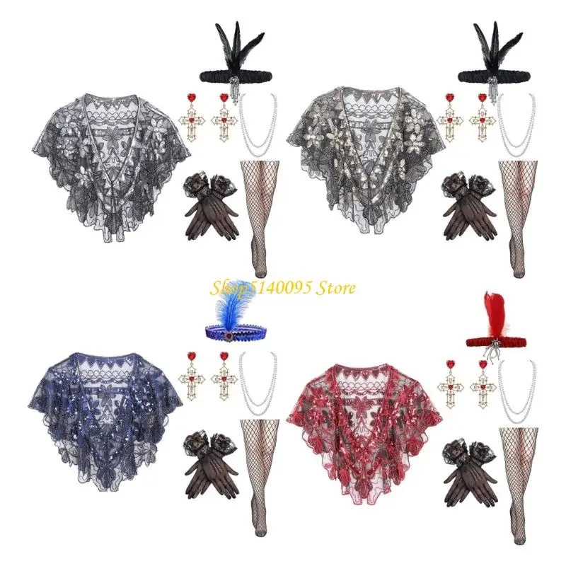 

DXAE 1920s Flapper Accessories Set for Women Gatsby Themed Outfits
