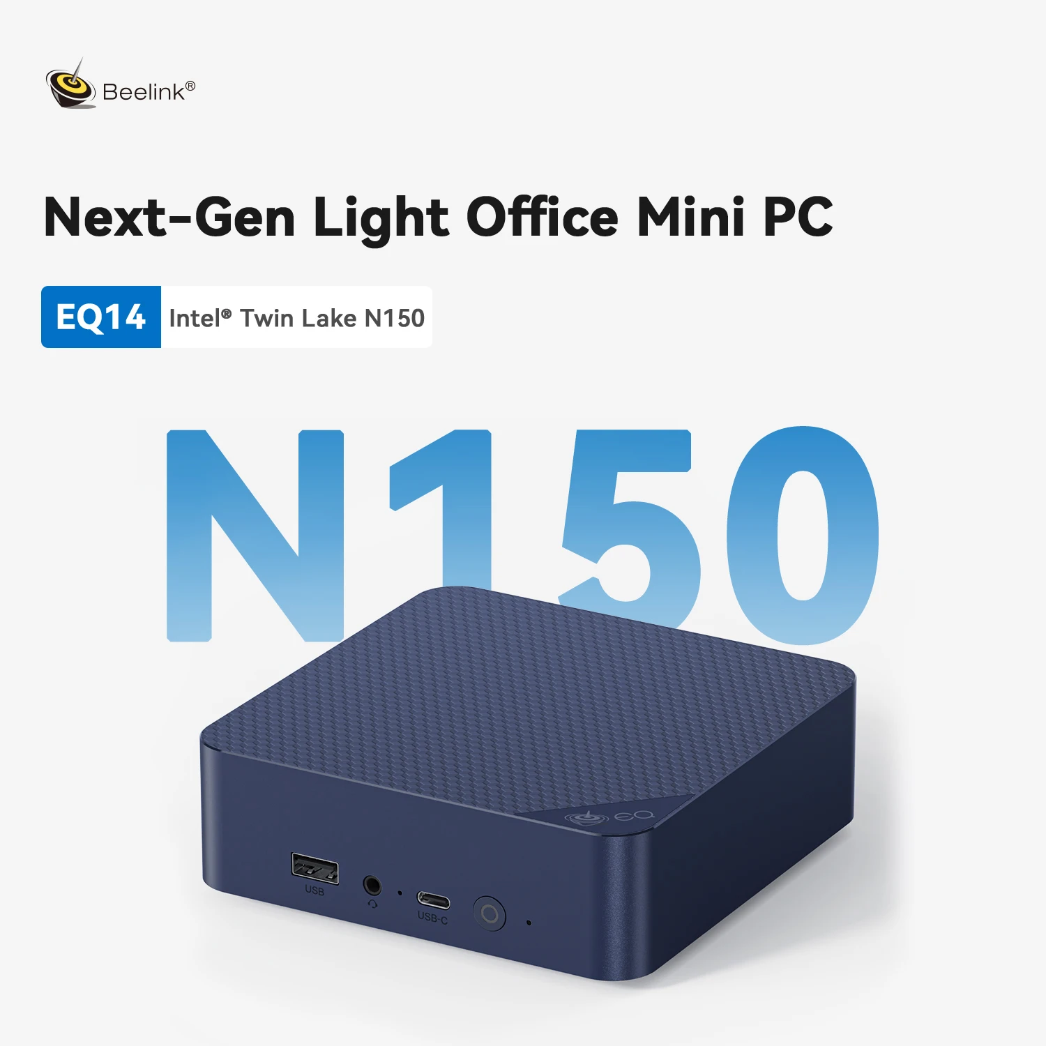 Beelink Mini PC,Intel Twin Lake N150(Up to 3.6GHz),16GB DDR4 RAM 500GB PCIe M.2 SSD Desktop PC,EQ14 Mini Computers Support WiFi6