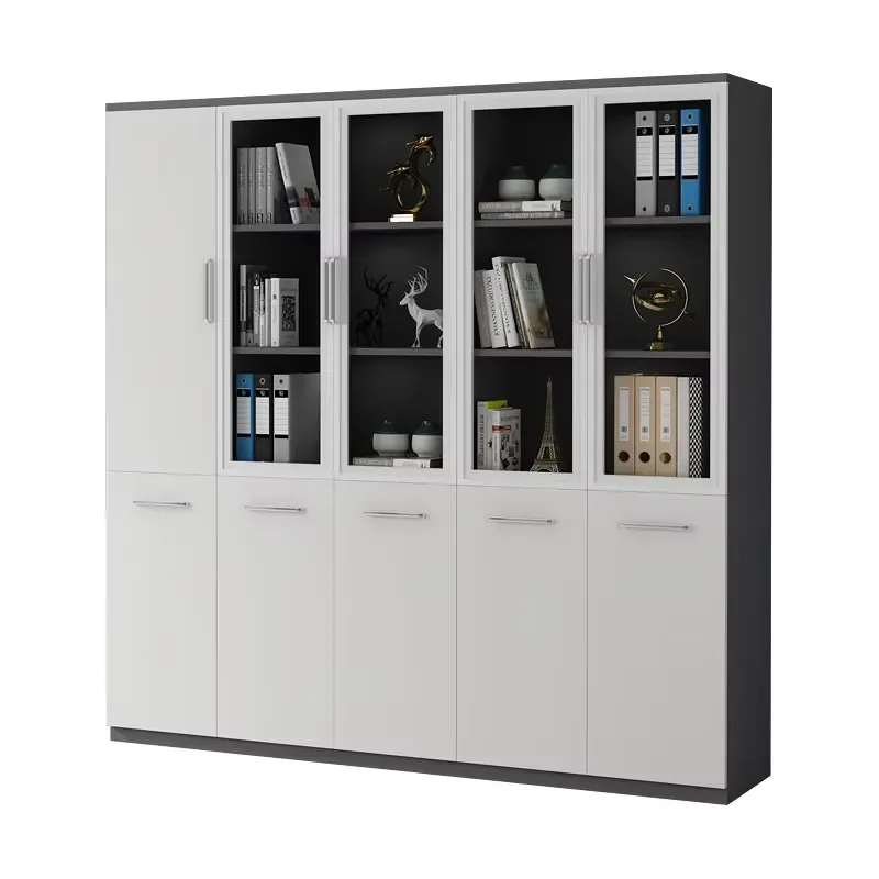 Modern High End Office File Cabinet Floor Storage Bookcase Simple Boss Desk Matching Wooden Document Organizer Furniture