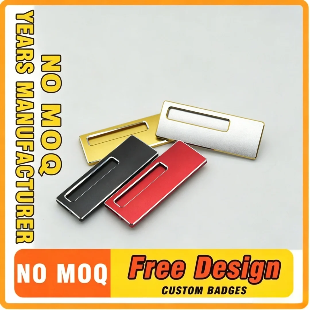 Custom Badge Blank Metal Name Tag Custom Engraved Logo Text Staff Uniform ID Name Badge Office Business Identification Pin