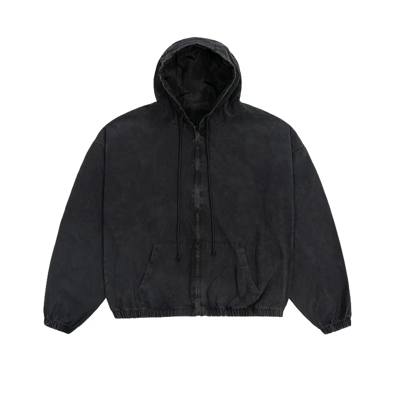 

Худи на молнии в винтажном стиле High Street Kanye, свободного кроя, с эффектом потертости, для мужчин и женщин, стильные куртки, уличная одежда, мужская одежда