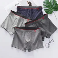 Mens Boxers Fashion Underwear Soft Breathable Underpants Striped Pattern Male Comfort Panties L-4XL Shorts Lingerie