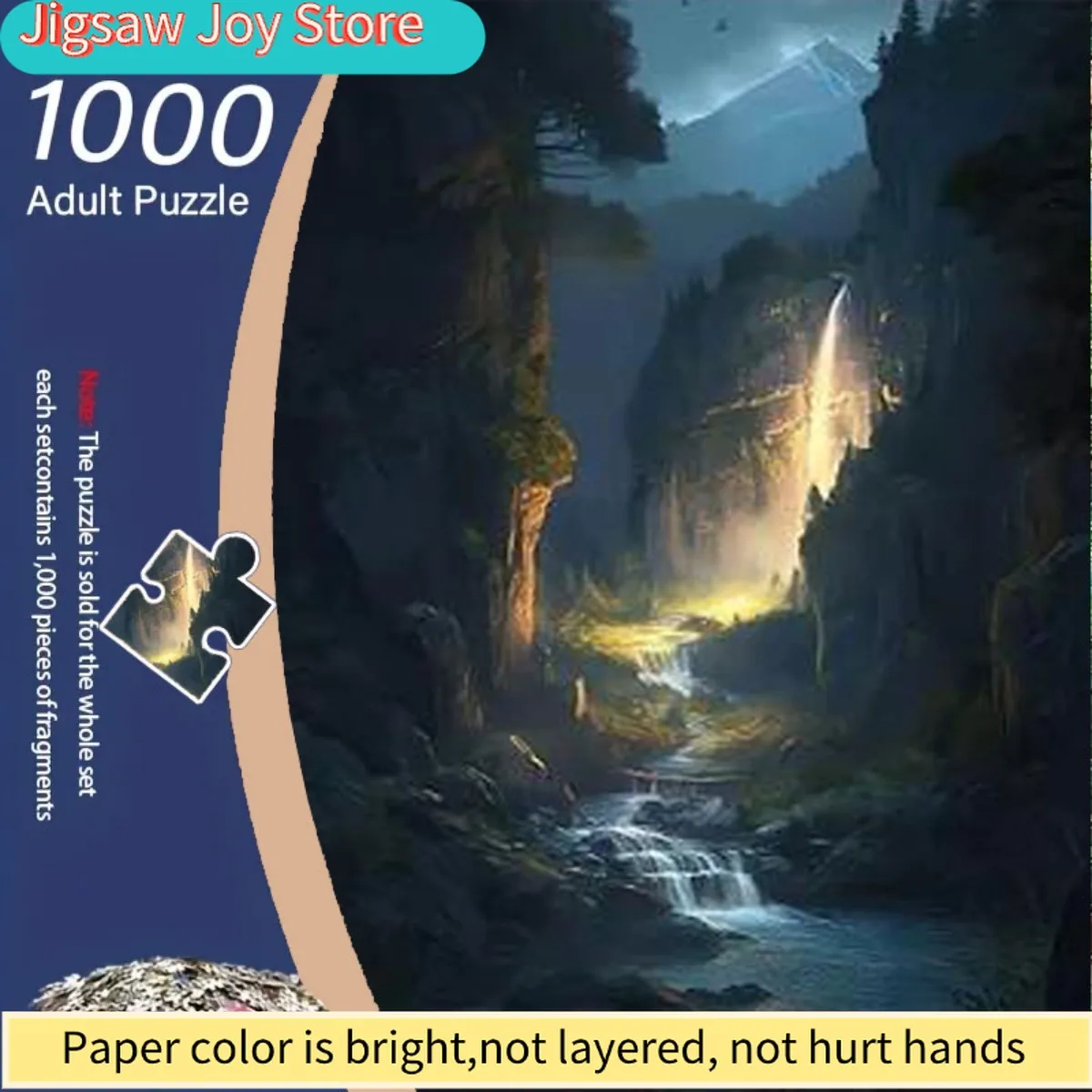 

Набор из 1000 деталей 3D-пазла для взрослых: Освещенная пещера с водопадом и подземная система пещер с световыми лучами
