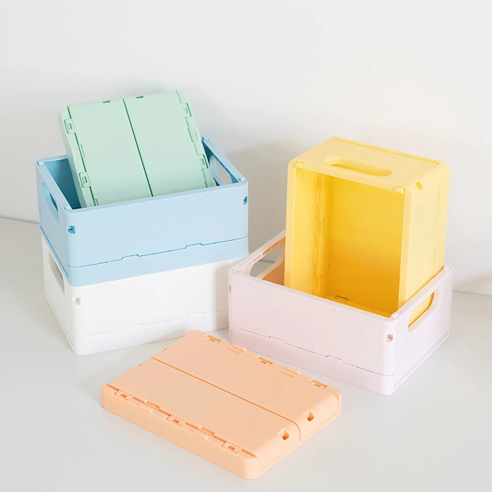 Plastic Storage Bin Foldable Stackable Desk Organizer Box for Pens Books School Office Household A7524