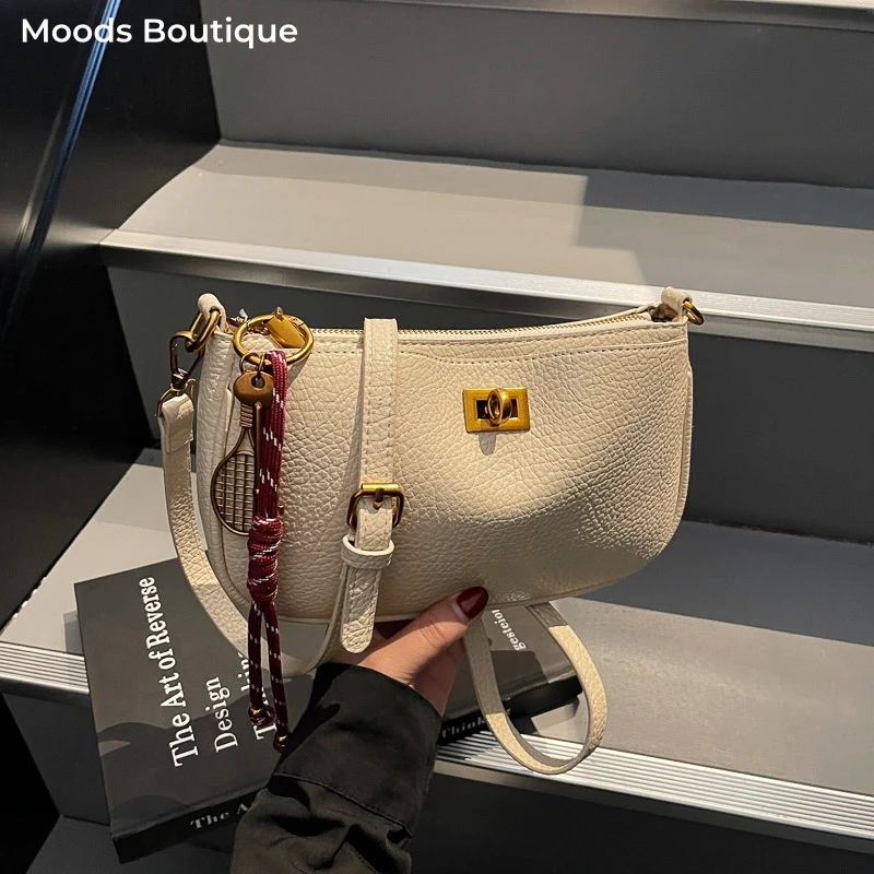 MOODS Branded Luxury Underarm Shoulder Bags For Women Locker Crossbody Satchel With Pendant 2025 Summer Latest Designer Handbags