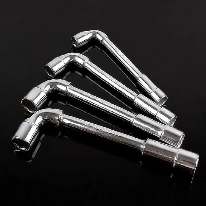 L-Type Angled Socket Wrench Spanner with Thru Hole, Chrome Vanadium Material, Mirror Polished, 8-12mm