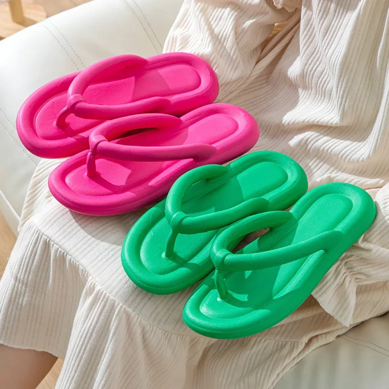 Summer Women's Candy-colored Flip-flops Flat Slippers Cute Soft Bottoms for Women Clip Toe Non-slip Slippers Comfortable Zapatos