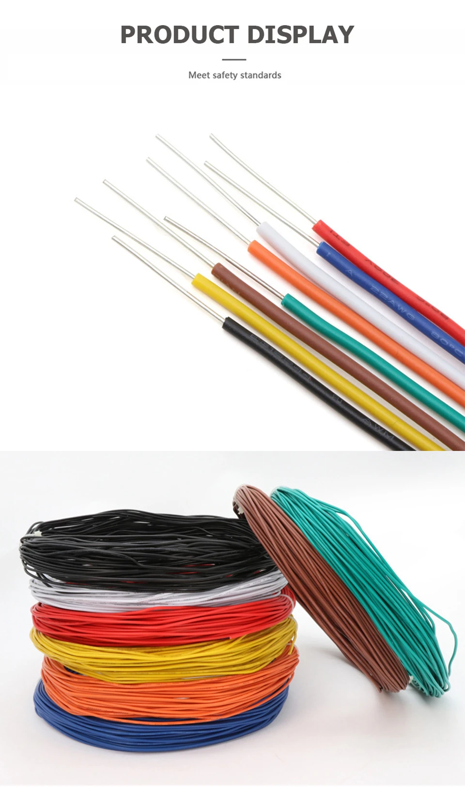 PVC 6 Farben Massives verzinntes Kupfer Elektrische Leitungen Relativ weich Einadriges Verlängerungskabel 22AWG 24AWG 26AWG 22 AWG – Detail 5