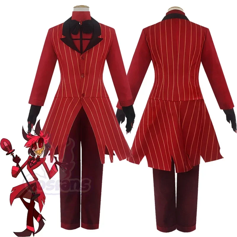 SN66 Alastor Cosplay Costume Wig Hazbin Anime Hotel Devil Radio Demon Uniform Accessories Halloween Christmas Carnival Full W&C@
