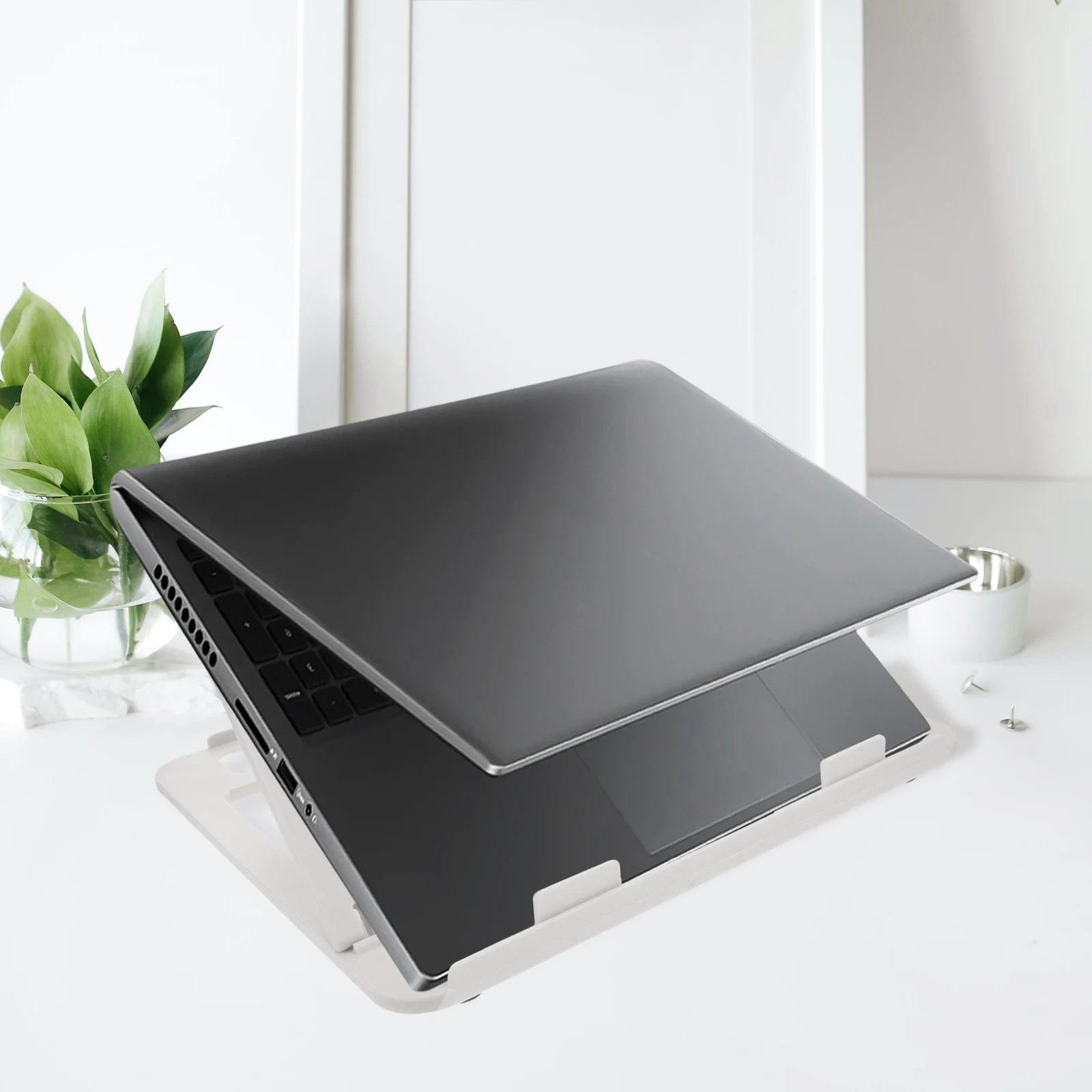 

Foldable Laptop Stand Adjustable Plastic Holder Heat Dissipation Improve Posture Cervical Lumbar Support Laptop Bracket
