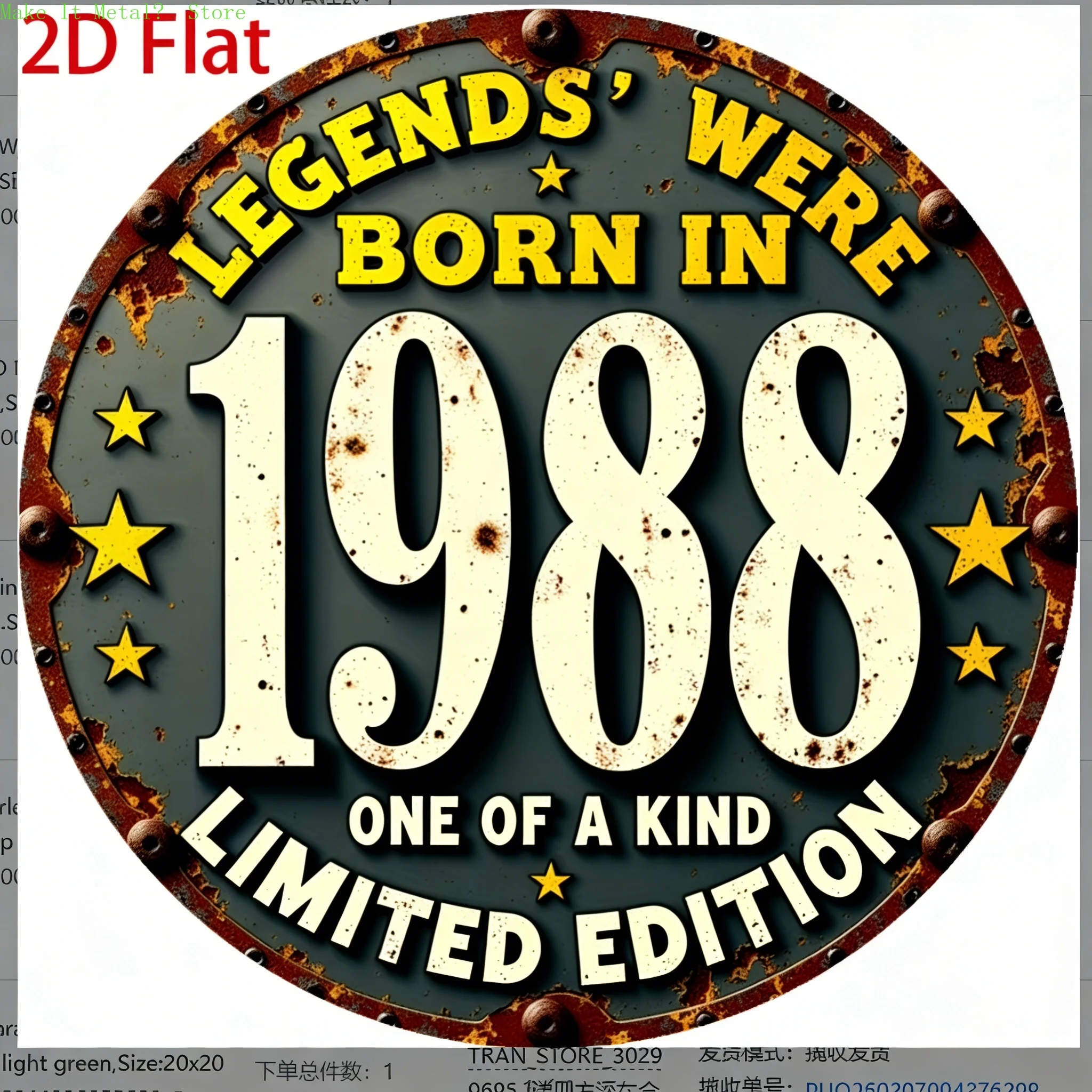 Legends Born In 1975 One Of A Kind Limited Edition Retro Round Metal Sign
