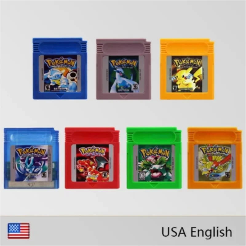 

GBC Pokemon series game cartridge,16-bit video game console card,blue,crystal,green,gold,red,silver,yellow,English for