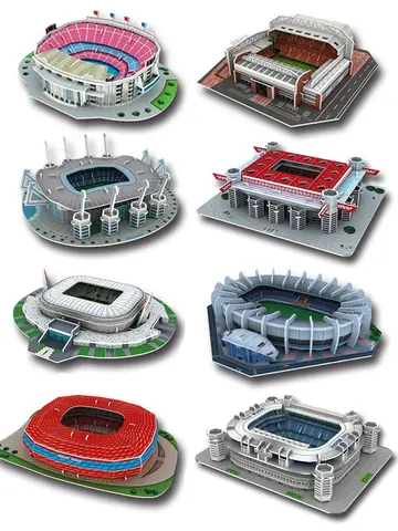 Campo de fútbol en miniatura, rompecabezas 3D DIY, modelos de estadios de fama mundial, juego de fútbol periférico, juguetes para fanáticos, regalos de cumpleaños, DDJ