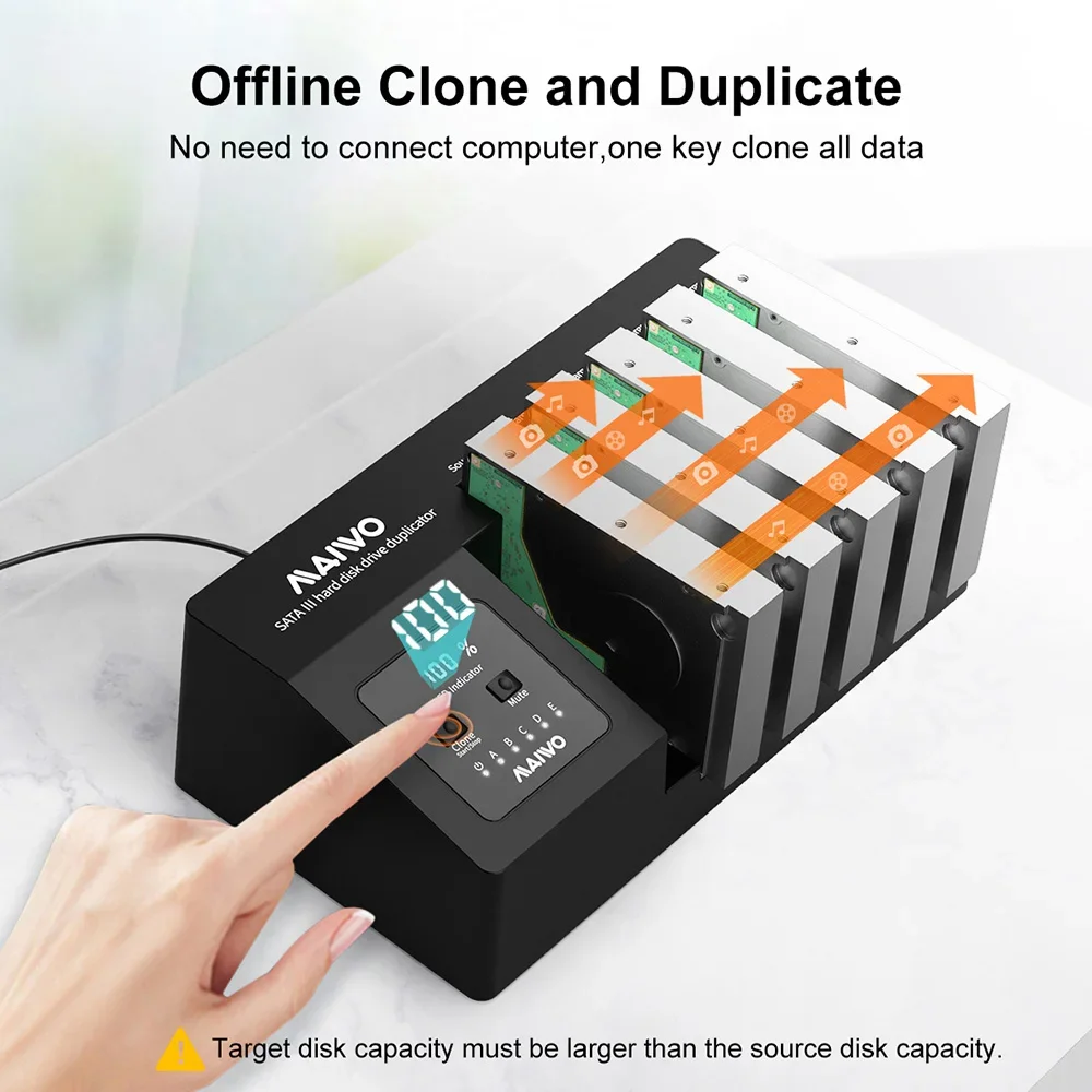 MAIWO ออฟไลน์ Clone 5 bay 2.5/3.5 นิ้ว Hard Drive Docking Station SATA3 to USB 3.1 6Gbs HDD พร้อมจอแสดงผลดิจิตอล hdd กล่อง