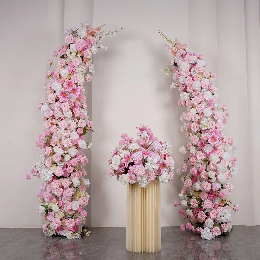 

Luxury Artificial Flowers Wedding Arch Decoration Floral Arrangement Decor Horn Moon Shape Flower Row Table Centerpieces Ball