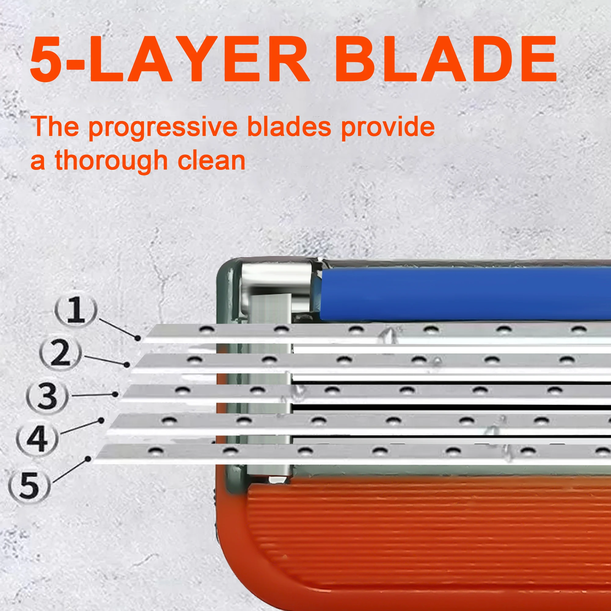 Men's 5-Blade Safety Razor Set, Disposable Manual Razors with Replaceable Blades for Beard & Mustache, Easy-Clean, Smooth Shave