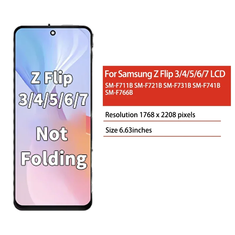 TFT Non-Folding F711B F721B F731B F741B F766B Premium Lcd for Samsung Z Flip3 4 5 6 7 Display Touch Screen Digitizer Assembly